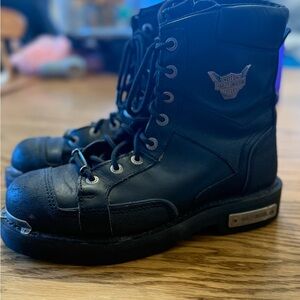 Harley-Davidson Black Leather Combat Boots